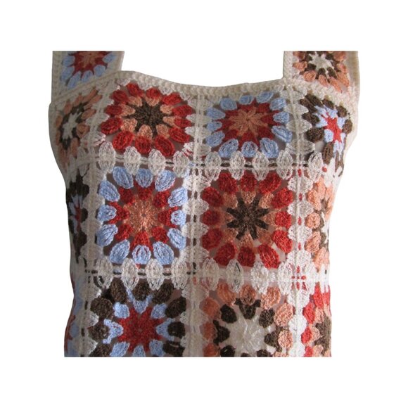Vintage Handmade Crochet Granny Square Crop Top Womens S - Picture 5 of 11